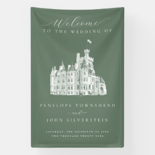 Sage-Grüner Vintage-Schloss Zielort-Hochzeit Banner