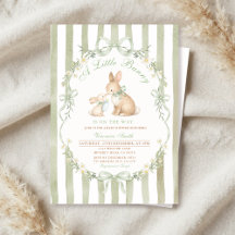 Sage-Grünes-Häschen-Baby-Shower-Einladung für Jung