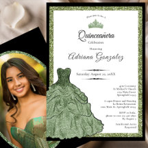 Sage-Grünes Kleid & Tiara Benutzerdefiniertes Foto