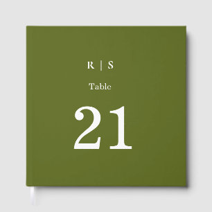 Sage-Grünes Monogramm-Hochzeit Gästebuch