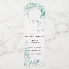 Sage Grüntöne Blumenhochzeit Personalisiert Flaschenanhänger