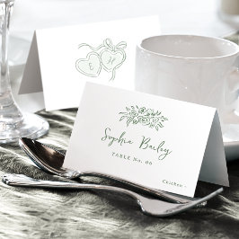 Sage Hand Drawn Floral Foldable Place Card Tischnummer