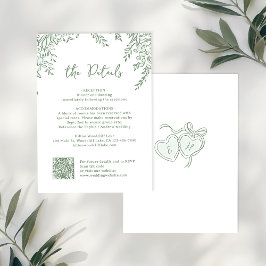 Sage Hand Drawn Monogram Whimsical Wedding Details Mitteilungskarte