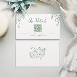 Sage Hand Drawn Whimsical Wedding QR code Details Platzkarte