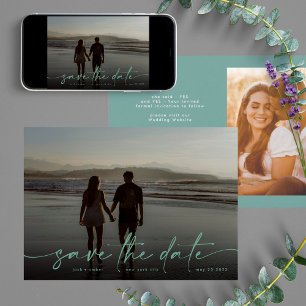 Sage Hand geschrieben Modernes Foto Green Sea Foor Save The Date