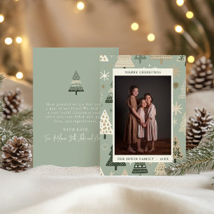 Sage Handbemalte Weihnachtsbäume und Foto Feiertagskarte
