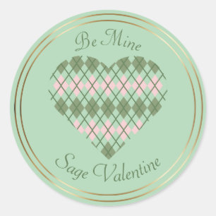 Sage Hearts Sage und Pink Argyle Herz Runder Aufkleber