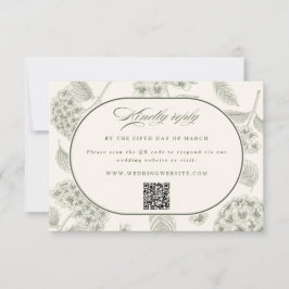 Sage Hydrangea Vintage Wedding RSVP Karte
