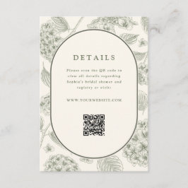 Sage Hydrangea Wedding Details QR Code Begleitkarte