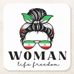 Sage ihren Namen Masha Amini Women Life Freedom Su Rechteckiger Pappuntersetzer
