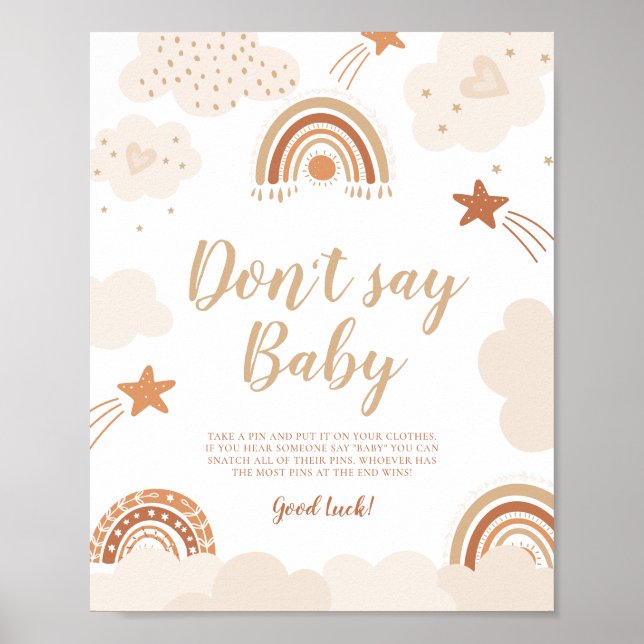 Sage kein Baby Boho Rainbow Sign Poster (Vorne)