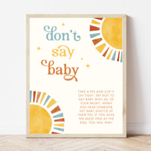 Sage kein Baby Boho Sun Baby Shower Game Sign Poster