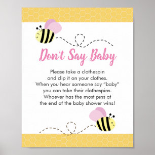 Sage kein Baby Bumble Bee Baby Shower Poster