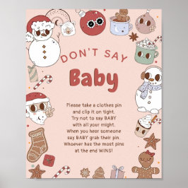 Sage kein Baby Groovy Christmas Baby Shower Game Poster