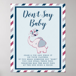 Sage kein Baby Niedlich Elephant Baby Shower Game  Poster