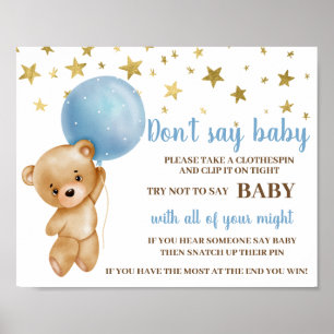 Sage kein Baby Shower Blue Bären Boy Poster