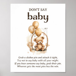 Sage kein Baby Teddy Bear Baby Shower Game Poster