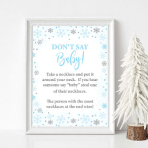 Sage kein Baby Winter Blue Duwer Game Sign Poster
