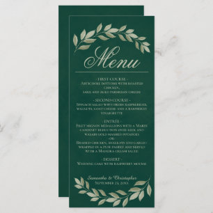 Sage Laurel Verlasse Rustic Emerald Green Wedding Menükarte