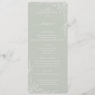 Sage Leaf Motif Erntedank Abendessen Wohnung 4 Gan Menükarte