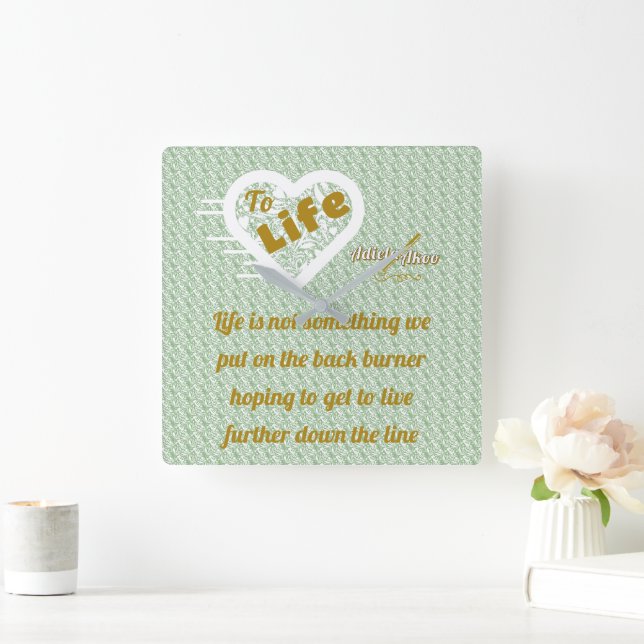 Sage Life Wall Clock von Poet Adiela Akoo Quadratische Wanduhr (Zuhause)