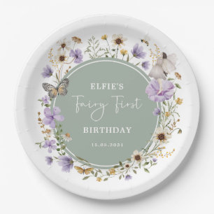 Sage Lila Wildblume Fairy Birthday Tee Party Pappteller