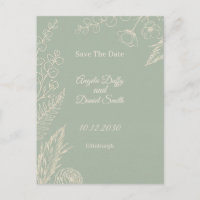 Sage Line Art Floral Save-the-Date-Karte