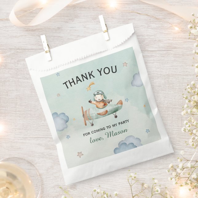 Sage Little Aviator Time Flies 1st Birthday Geschenktütchen (Ausgeschnitten)