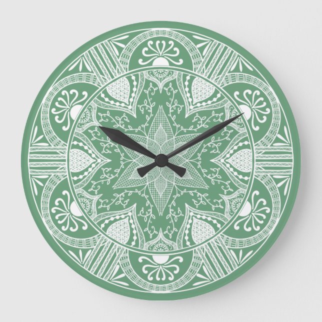 Sage Mandala Große Wanduhr (Vorderseite)