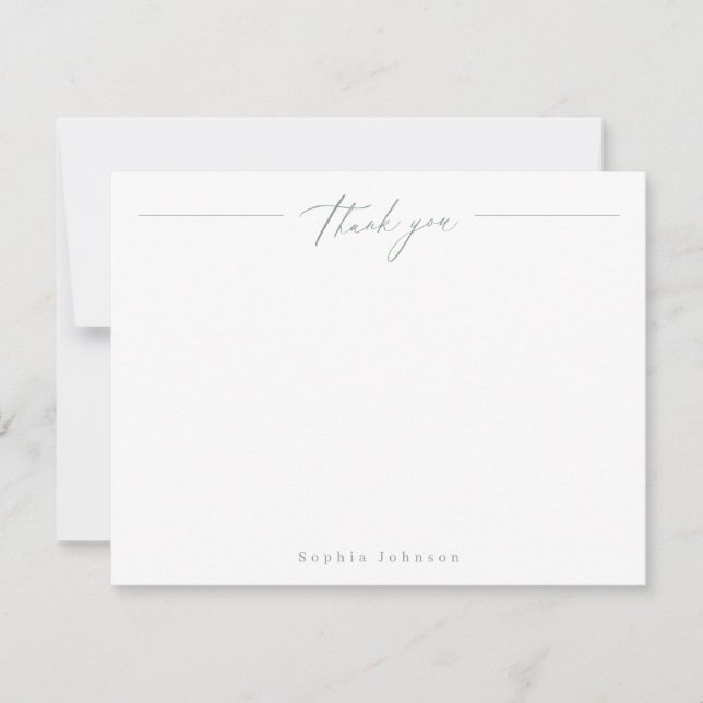 Sage Minimal danke Ihnen personalisiert Stationery Mitteilungskarte (Vorderseite)