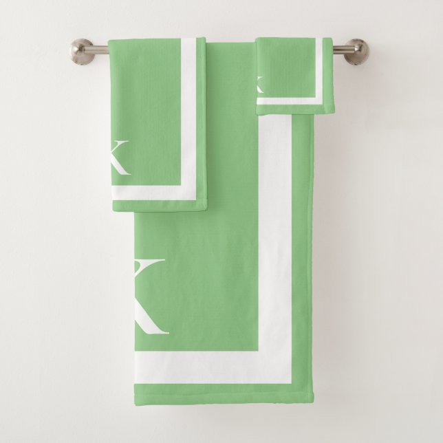 Sage Minimalistisch Mit Monogramm Luxus Wellness-C Badhandtuch Set (Insitu)