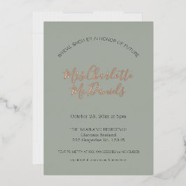 Sage Minimalistisch Script Brautparty Rose Gold Folieneinladung