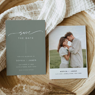 SAGE Minimalistisch Wedding Save the Date Card Einladung