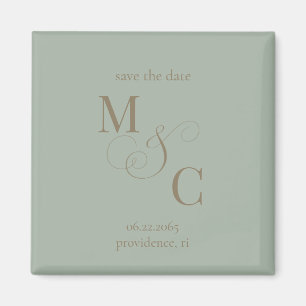 Sage Minimalistische Monogramm-Hochzeit Save the D Magnet