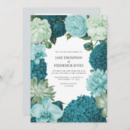 Sage Mint, Ocean Teal & Ice Bluebell Wedding Einladung