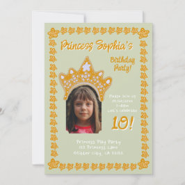 Sage Mist Princess Crown Floral Photo Birthday Einladung