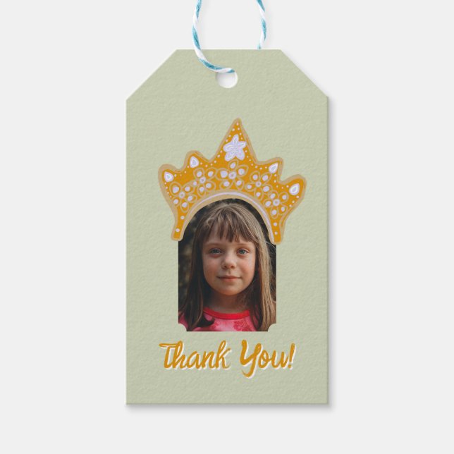 Sage Mist Princess Crown Floral Photo Birthday Geschenkanhänger (Vorderseite)