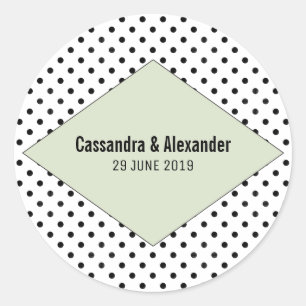 Sage Modern Polka Dots Wedding Runder Aufkleber