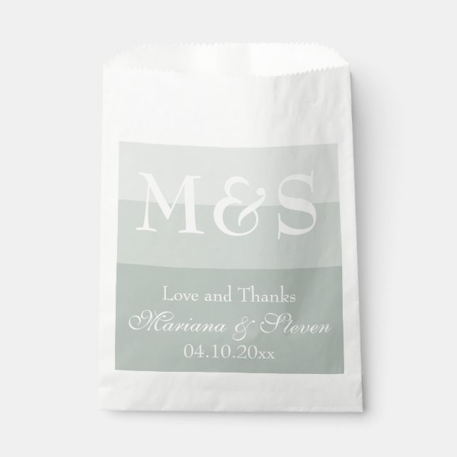 Sage Modern Script Gastgeschenk Hochzeit Bag Geschenktütchen (Vorderseite)