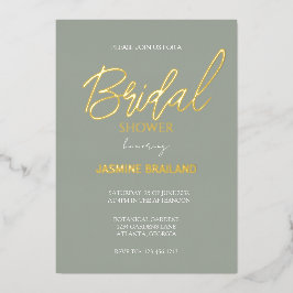 Sage Modern Simple Brautparty Gold Folieneinladung