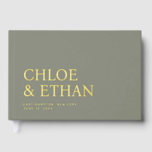 Sage Modern Wedding Foil Gästebuch