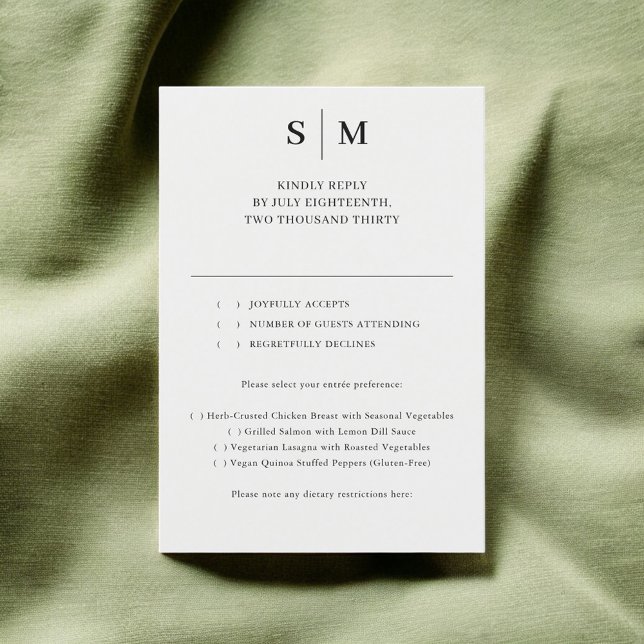 Sage Monogram Classic Wedding RSVP Karte (Von Creator hochgeladen)