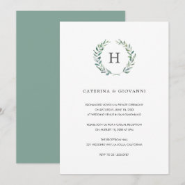 Sage Monogram Greenery Rustic Wedding Reception Einladung