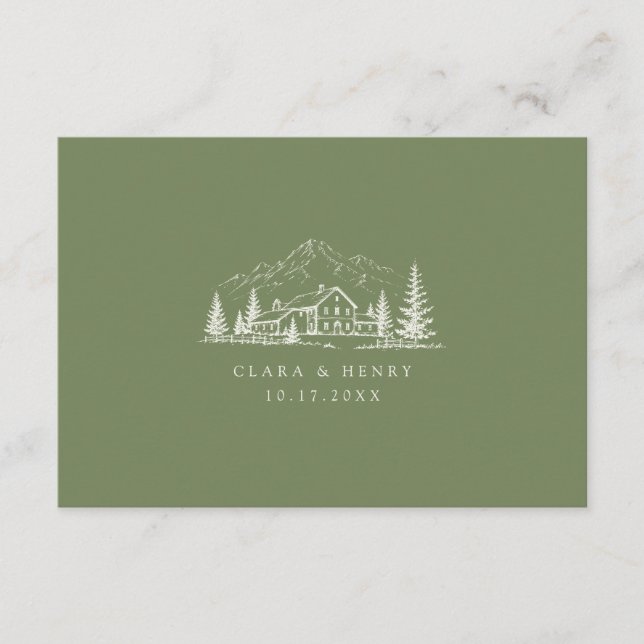 Sage Mountain Hochzeits-QR-Code-RSVP-Karte Begleitkarte (Vorderseite)
