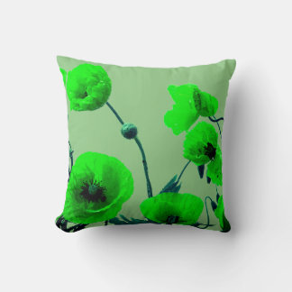 Sage Neon Green Floral Wasserfarbe Mohn Blume Kissen