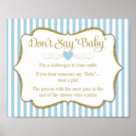 Sage nicht Baby Shower Game Blue Gold Boy Baby Poster
