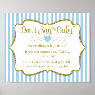 Sage nicht Baby Shower Game Blue Gold Boy Baby Poster