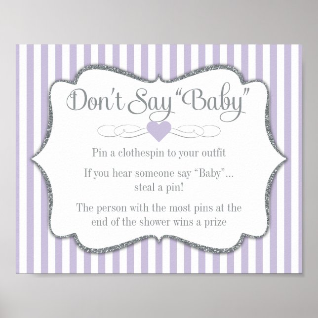 Sage nicht Baby Shower Game Lavender Lilac Gray Poster (Vorne)