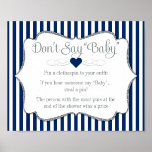 Sage nicht Baby Shower Game Navy Blue Silver Boy Poster