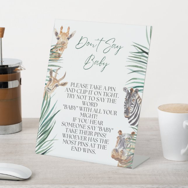 Sage nicht Baby Sign Boy Safari Jungle Baby Dusche Sockelschild (In SItu)